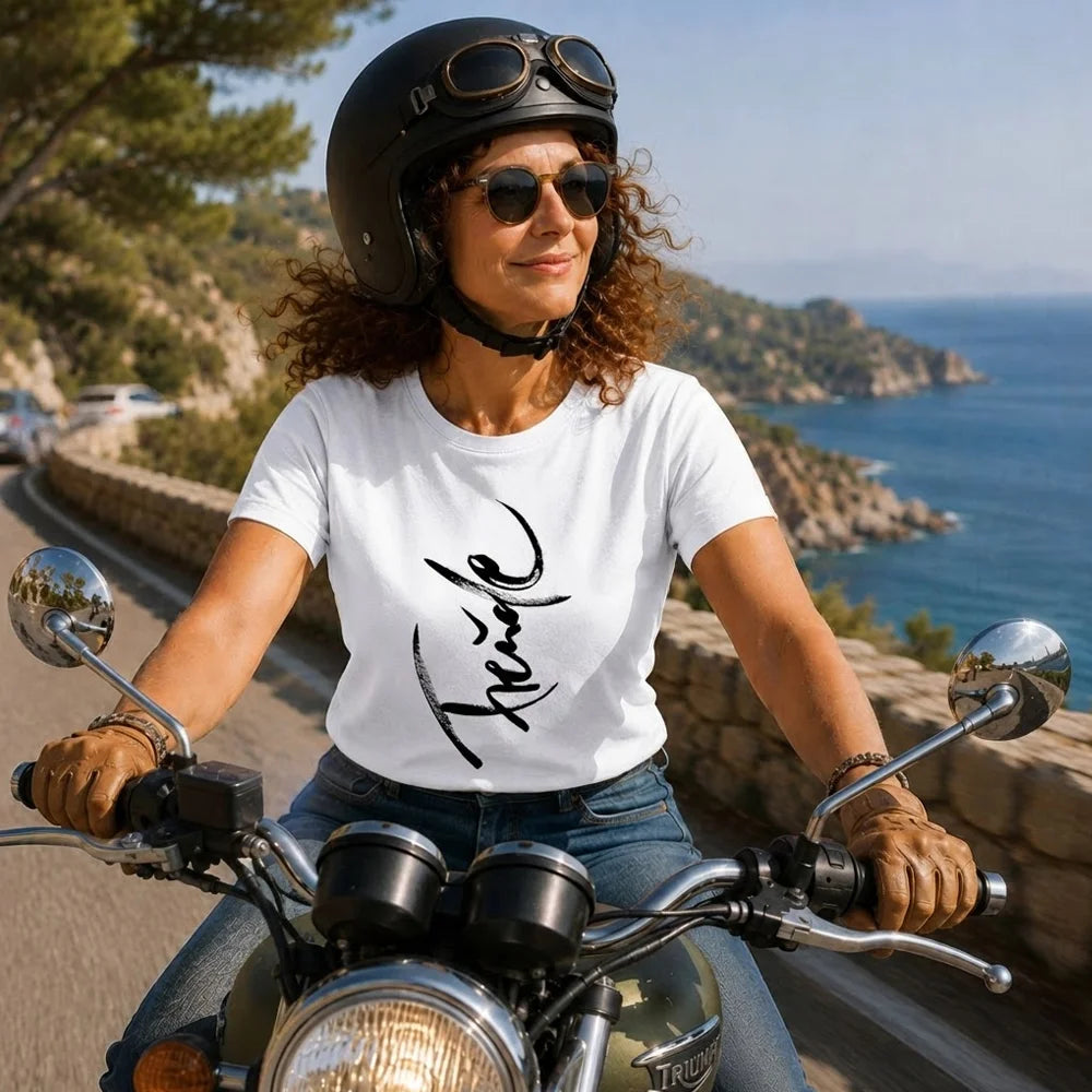 Spirituelles Damen T-Shirt aus Bio Baumwolle in Weiß, ein besonderes Geschenk mit Botschaft