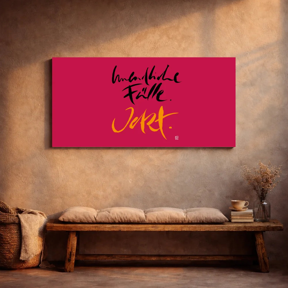 Originaldruck Leinwand „Unendliche Fülle. Jetzt.“ – SignShop.Tirol, einzigartige Wandkunst mit Fingerzeige Karte, handgemacht, wertvolles Geschenk für Reichtum und Lebensfreude
