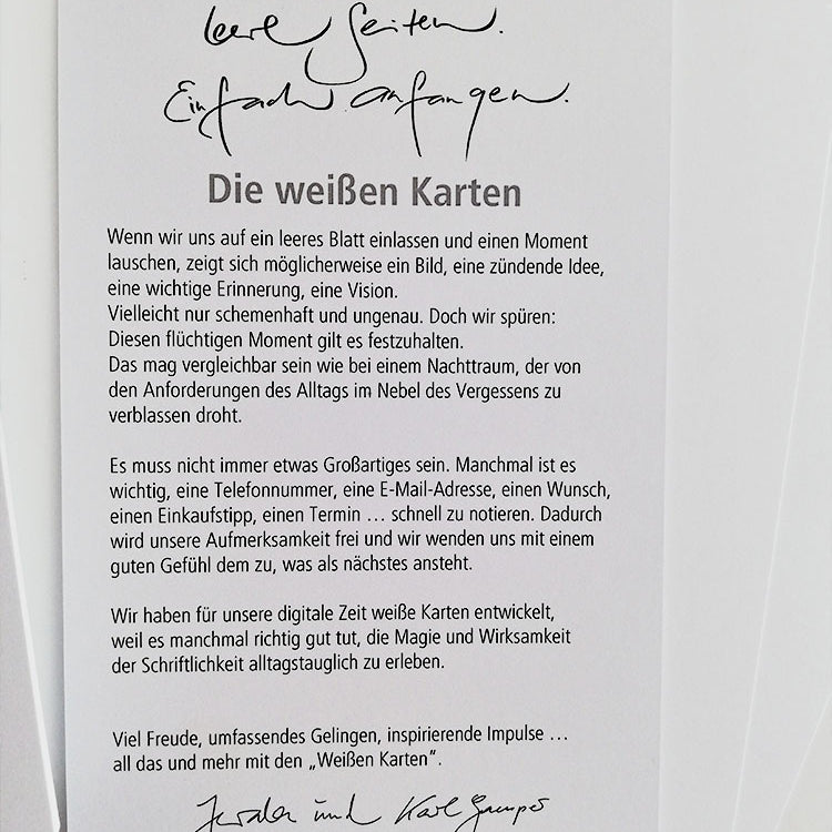 Die Weißen Karten (Nachfüllpack)