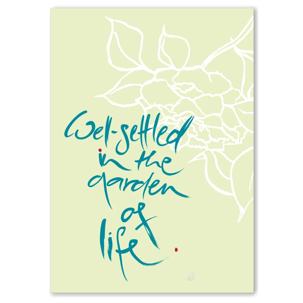 Well settled in the garden of life Leinwandbild – Hochwertige englische Wanddeko, spirituelle Kunst online kaufen | SignShop Tirol