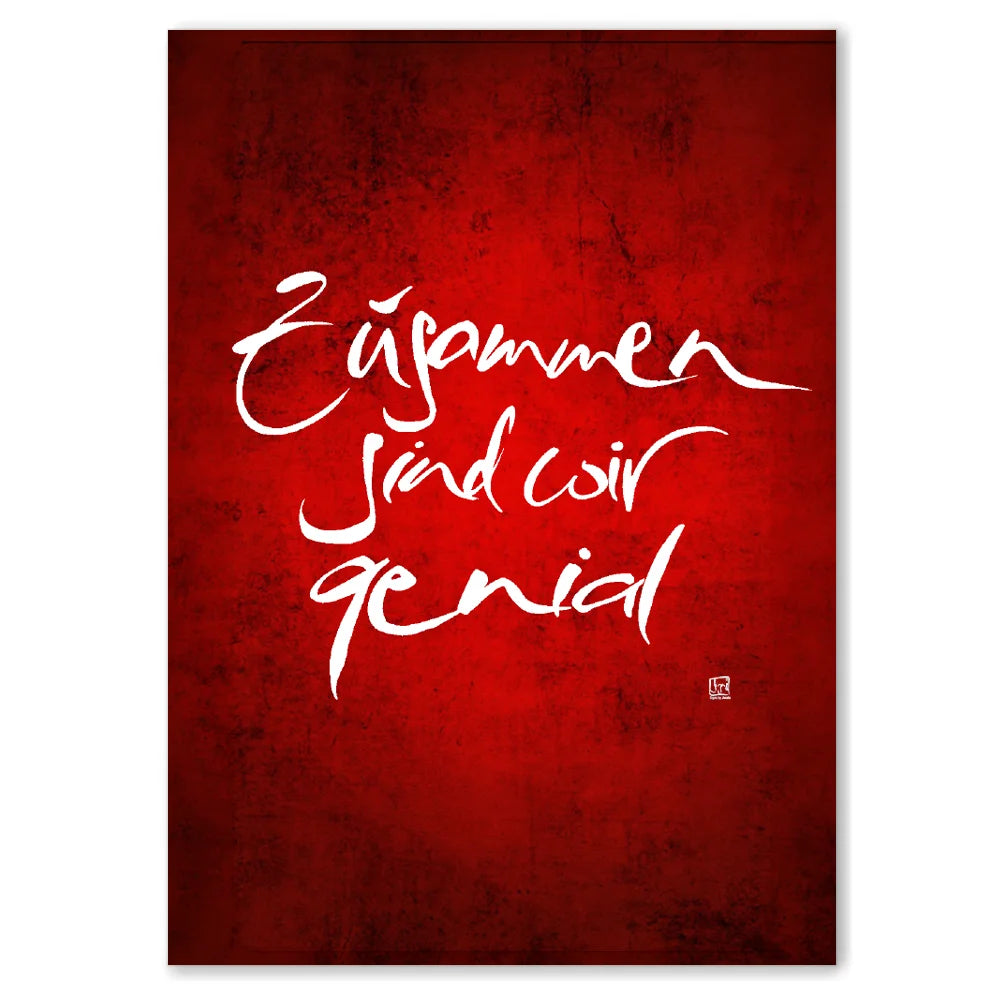 Premium Wandbild „Zusammen sind wir genial“ für Paare – Sign by Jwala® Originaldruck, hochwertige Leinwand mit WIR Karte, spirituelle Kunst, Unikat aus Tirol, exklusives Wohnaccessoire für Partnerschaft