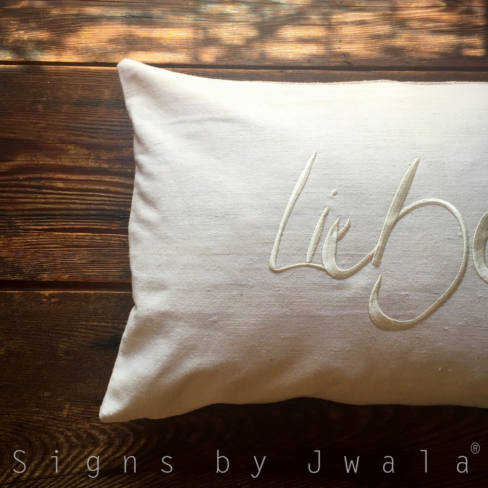 Bauernleinen Zirbenkissen "Liebe"