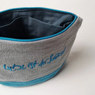 Graue und türkise Make-up-Tasche aus Bauernleinen