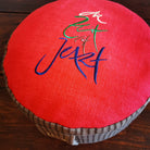 Exklusives Sitzkissen mit Dinkelspelz-Füllung, rot, grau-gestreift, ca. 1,3 kg, Unikat – im SignShop Tirol kaufen