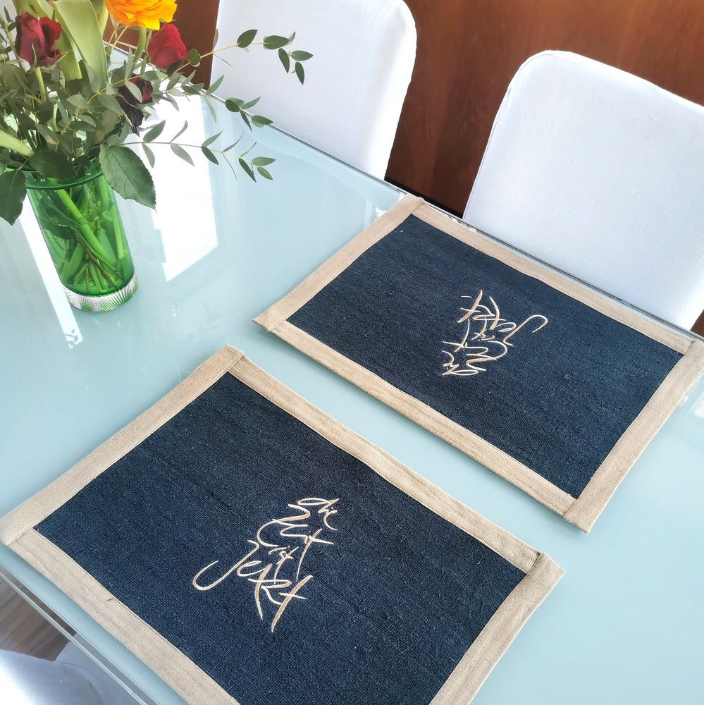 1 Tischset "die Zeit ist Jetzt" Bauernleinen