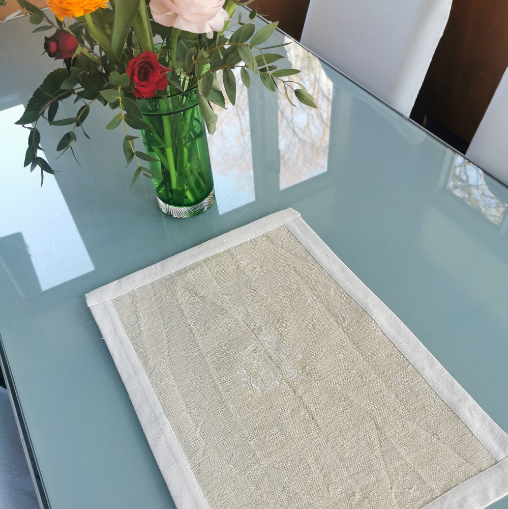 1 Tischset "Es geht mir richtig gut" Bauernleinen