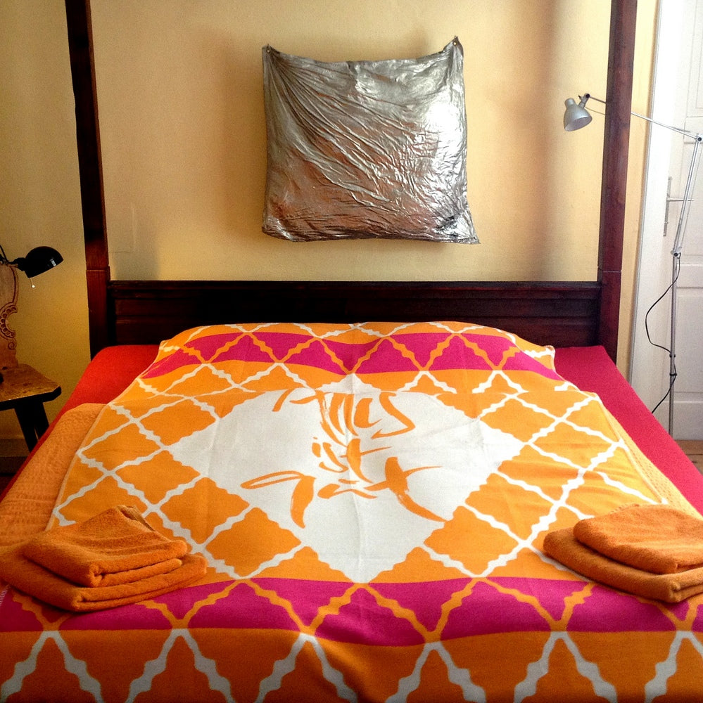 Decke Jacquard "Alles ist gut" Orange