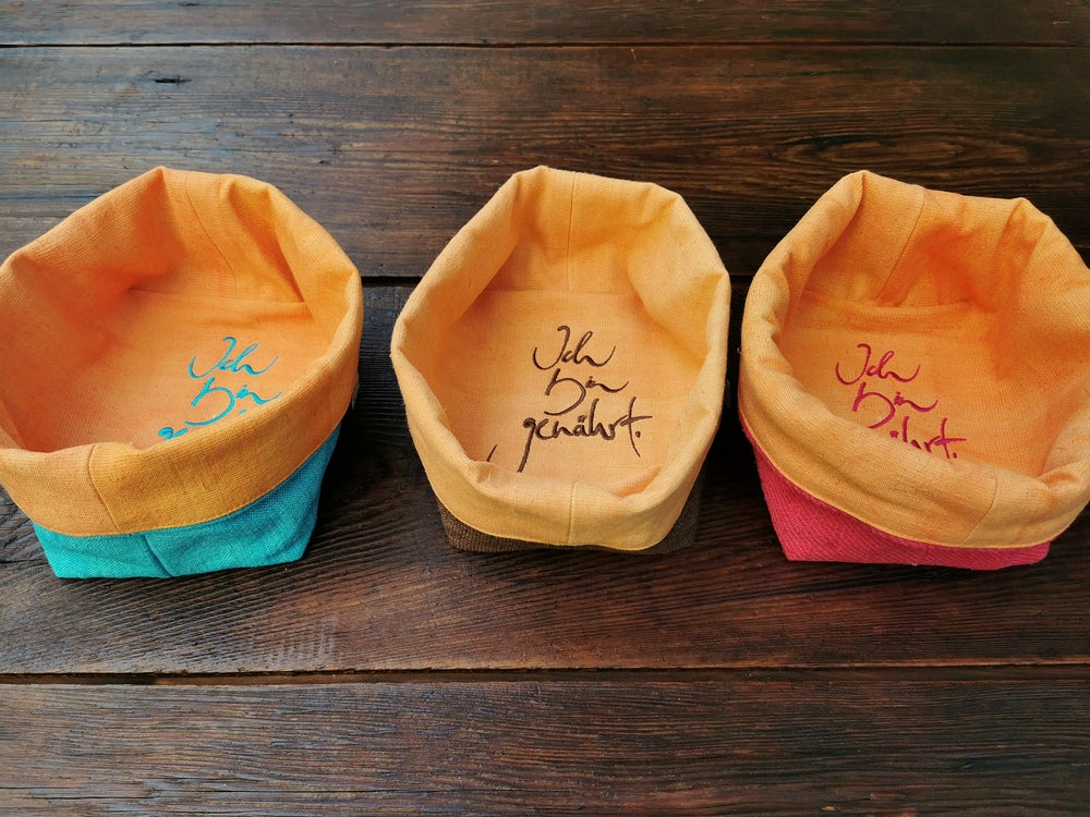 Brotkörbchen "Ich bin genährt" Braun/Orange