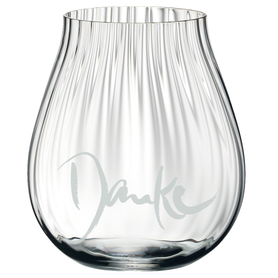 2 Sign-O-Gläser mit Rillen, "Freude + Danke"