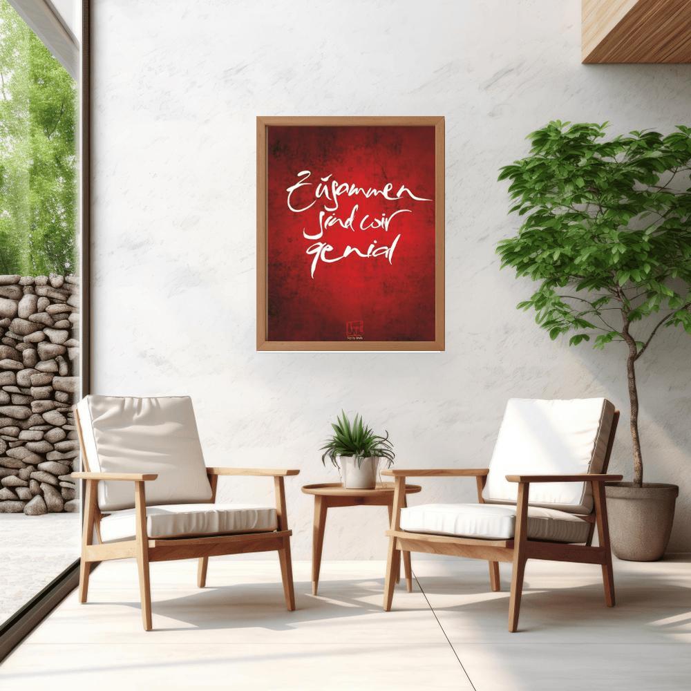 Poster „Zusammen sind wir genial“ online kaufen, 51 x 61 cm, langlebiger seidenmatter PP Film, einzigartige Wandkunst und besonderes Geschenk
