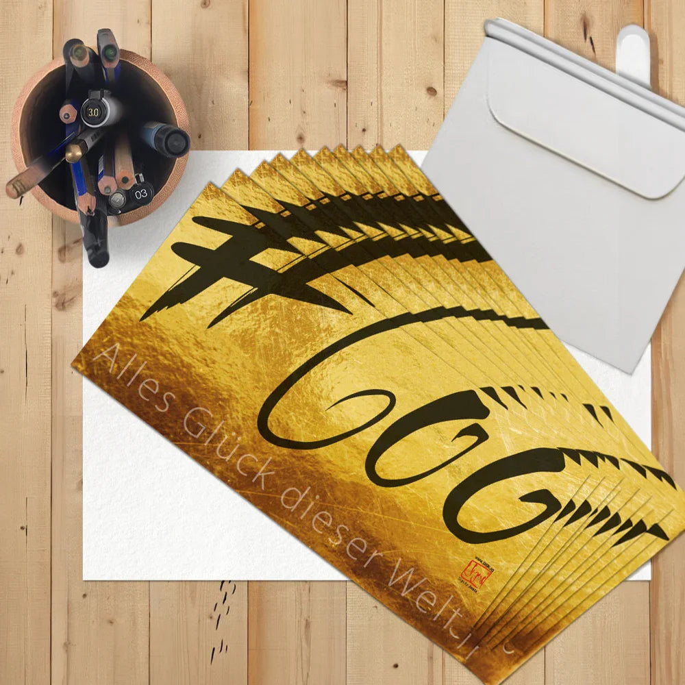 Spirituelle Grußkarte Alles Glück dieser Welt – goldenes 10er Set online kaufen