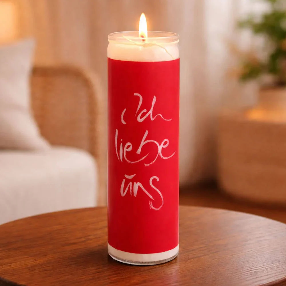 Exklusive SignKerze „Ich liebe uns“ – nachhaltige Designkerze, Original von Sign by Jwala®, Limited Edition, inspirierende Botschaft, 100h Brenndauer