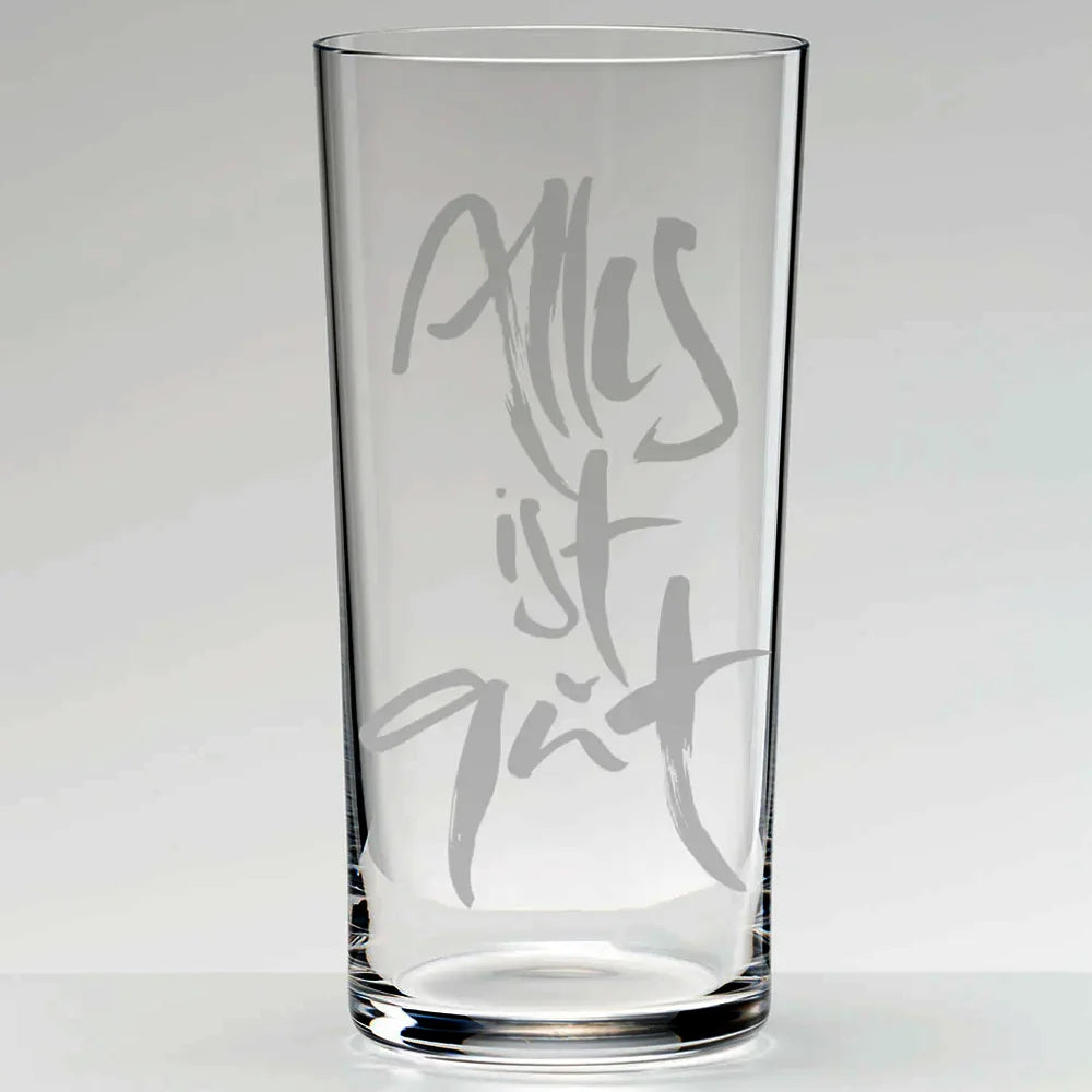 Sign-Wasserglas „Alles ist gut“ – handveredeltes Premium-Wasserglas, spülmaschinengeeignet und alltagstauglich, die liebevolle Geschenkidee für Menschen, die sich mehr Ruhe, Vertrauen und schöne Dinge gönnen wollen