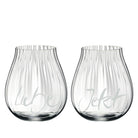 2 Sign-O-Gläser mit Rillen, "Liebe + Jetzt"