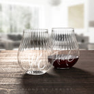 2 Sign-O-Gläser mit Rillen, "Stille + Friede"