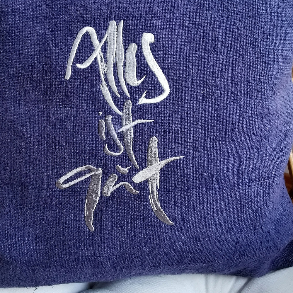 Kissenhülle Bauernleinen "Alles ist gut"