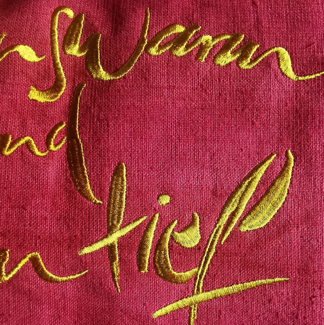 Kissenhülle Bauernleinen "Herzenswarm und Seelentief"