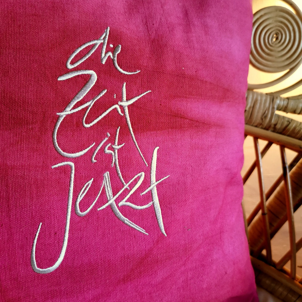 Kissenhülle Bauernleinen "die Zeit ist Jetzt"