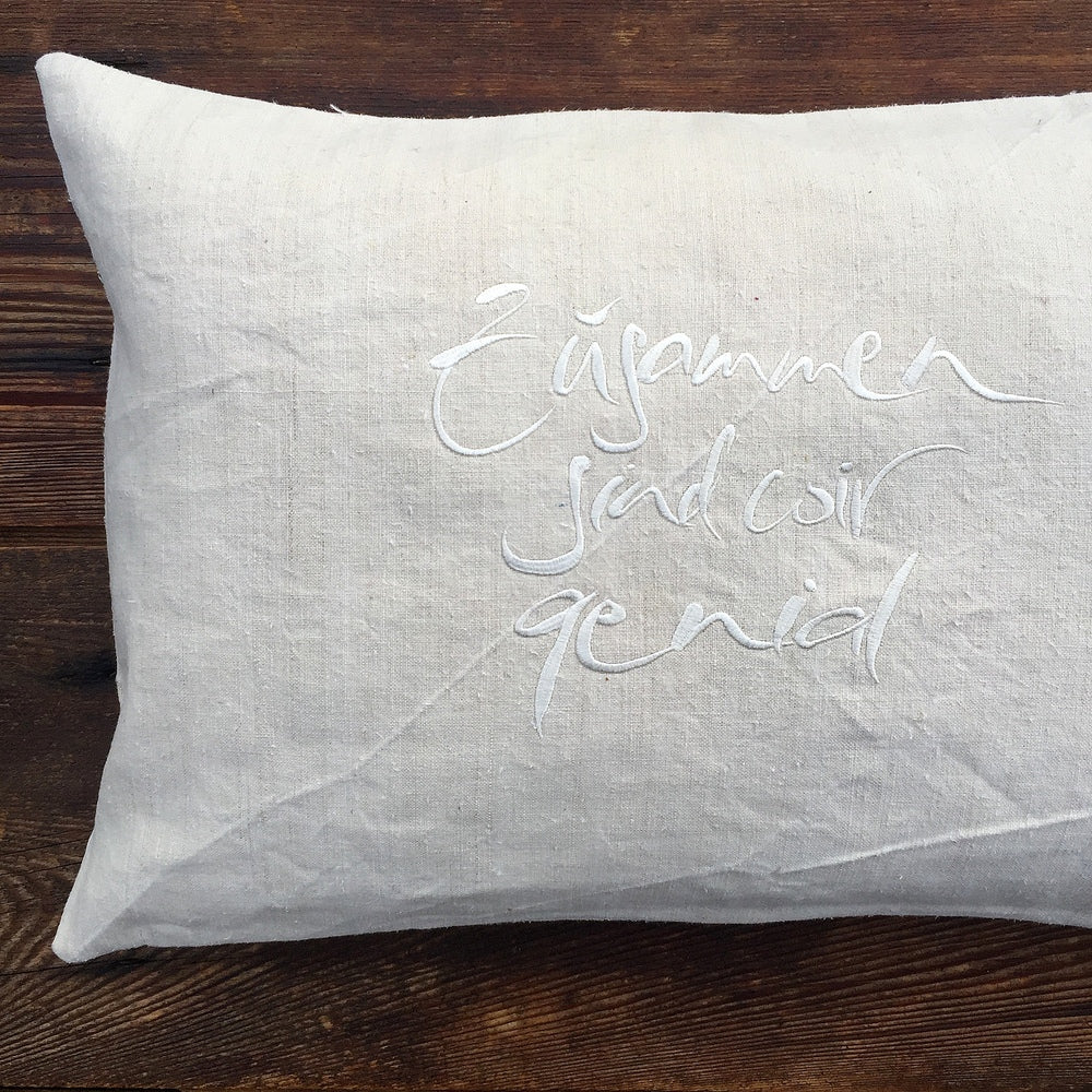 Kissenhülle Bauernleinen "Zusammen sind wir genial" Natur