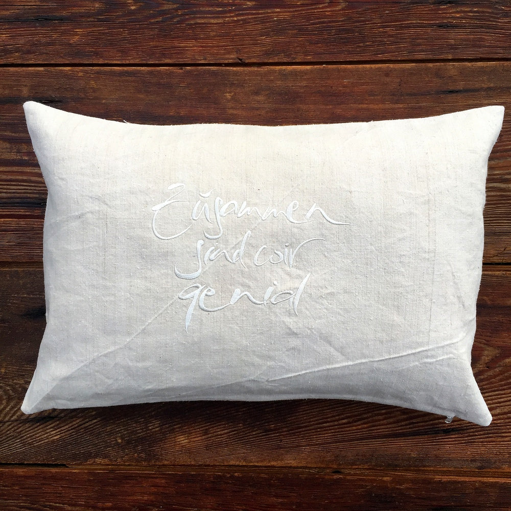 Kissenhülle Bauernleinen "Zusammen sind wir genial" Natur