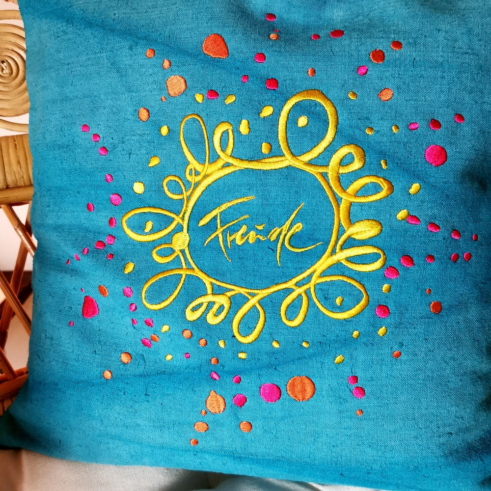 Kissenhülle Bauernleinen "Freude/Ornament"