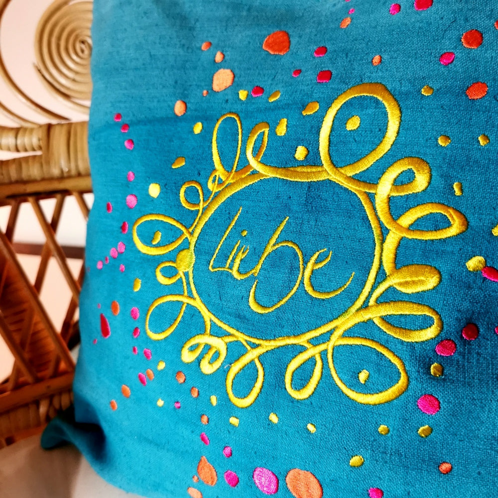 Kissenhülle Bauernleinen "Liebe/Ornament"