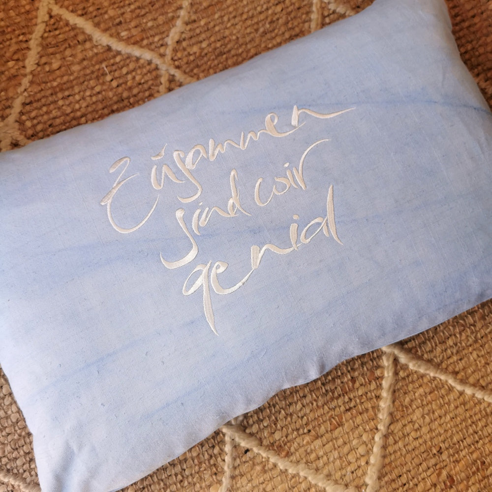 Kissenhülle Bauernleinen "Zusammen sind wir genial"