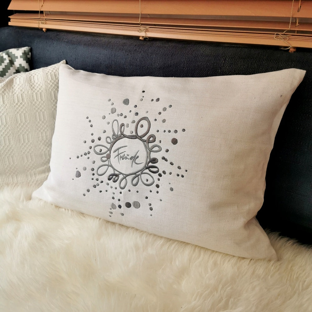 Kissenhülle Bauernleinen "Freude/Ornament"
