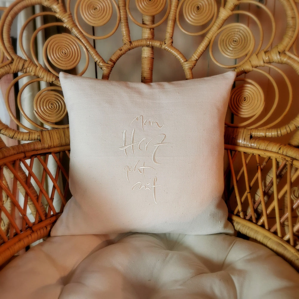 Kissenhülle Bauernleinen "Mein Herz geht auf"