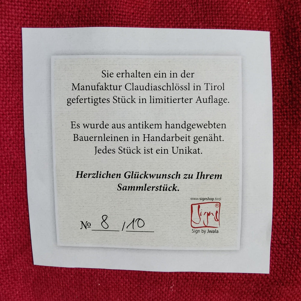 Bauernleinen Zirbenkissen "die Zeit ist Jetzt"