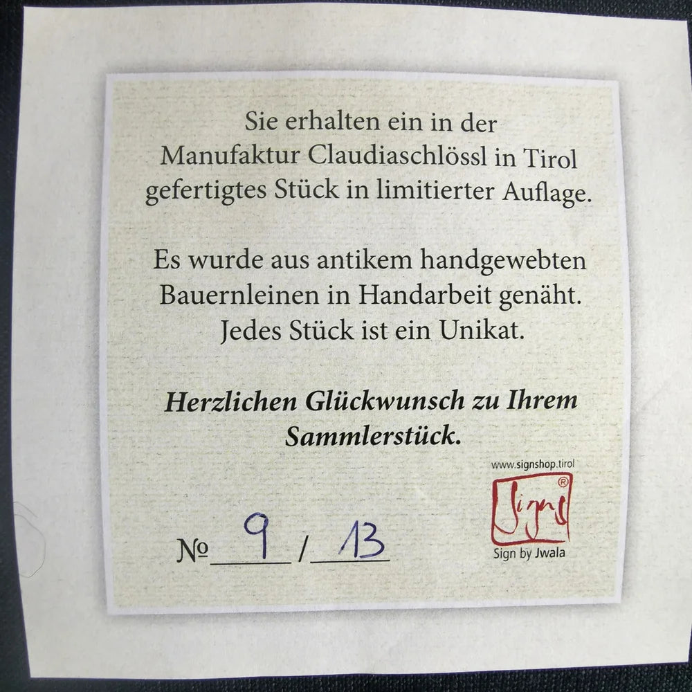 Handgemachtes Bauernleinen Kissen mit Tiroler Zirbenholzflocken