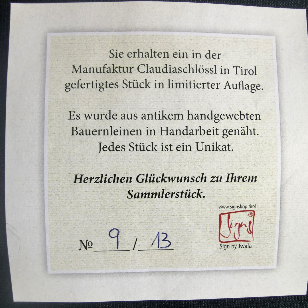 Bauernleinen Zirbenkissen "Freude/Ornament"