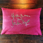 Bauernleinen Zirbenkissen "Herzenswarm und Seelentief"