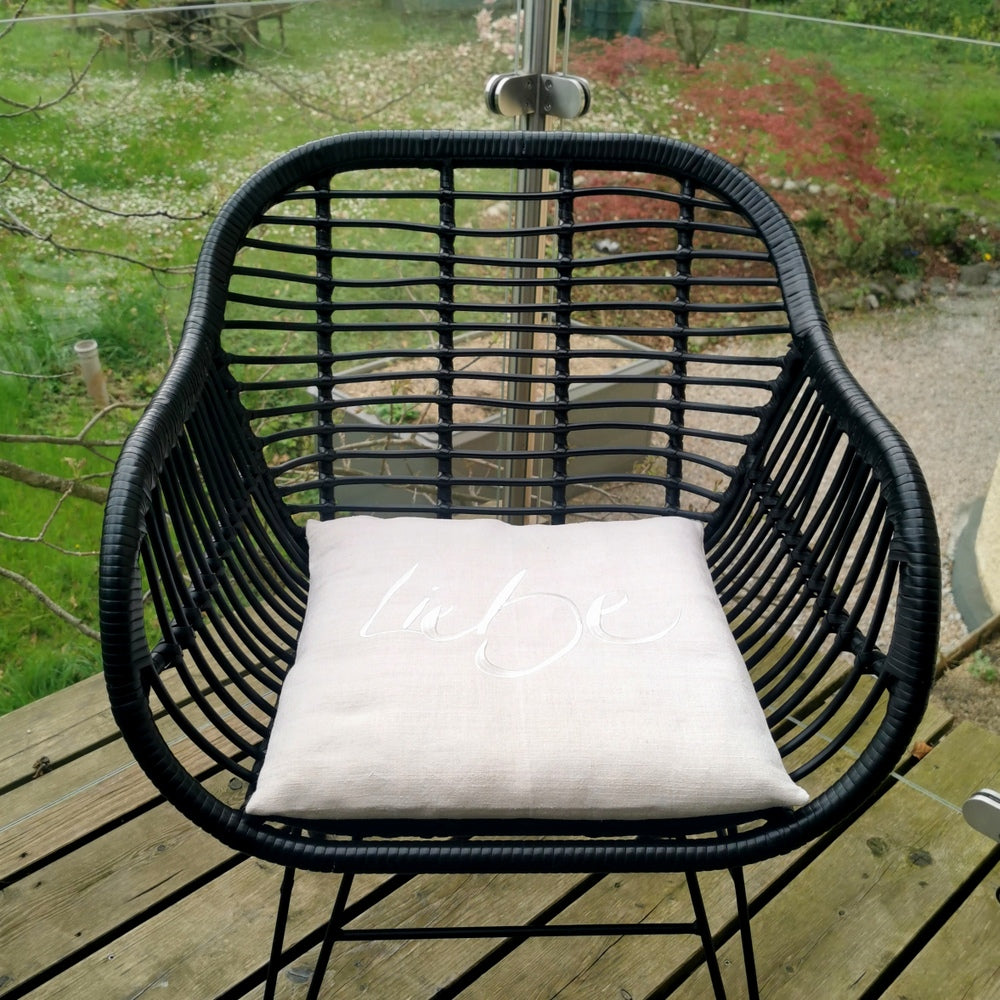 Bauernleinen-Flachkissen "Liebe"