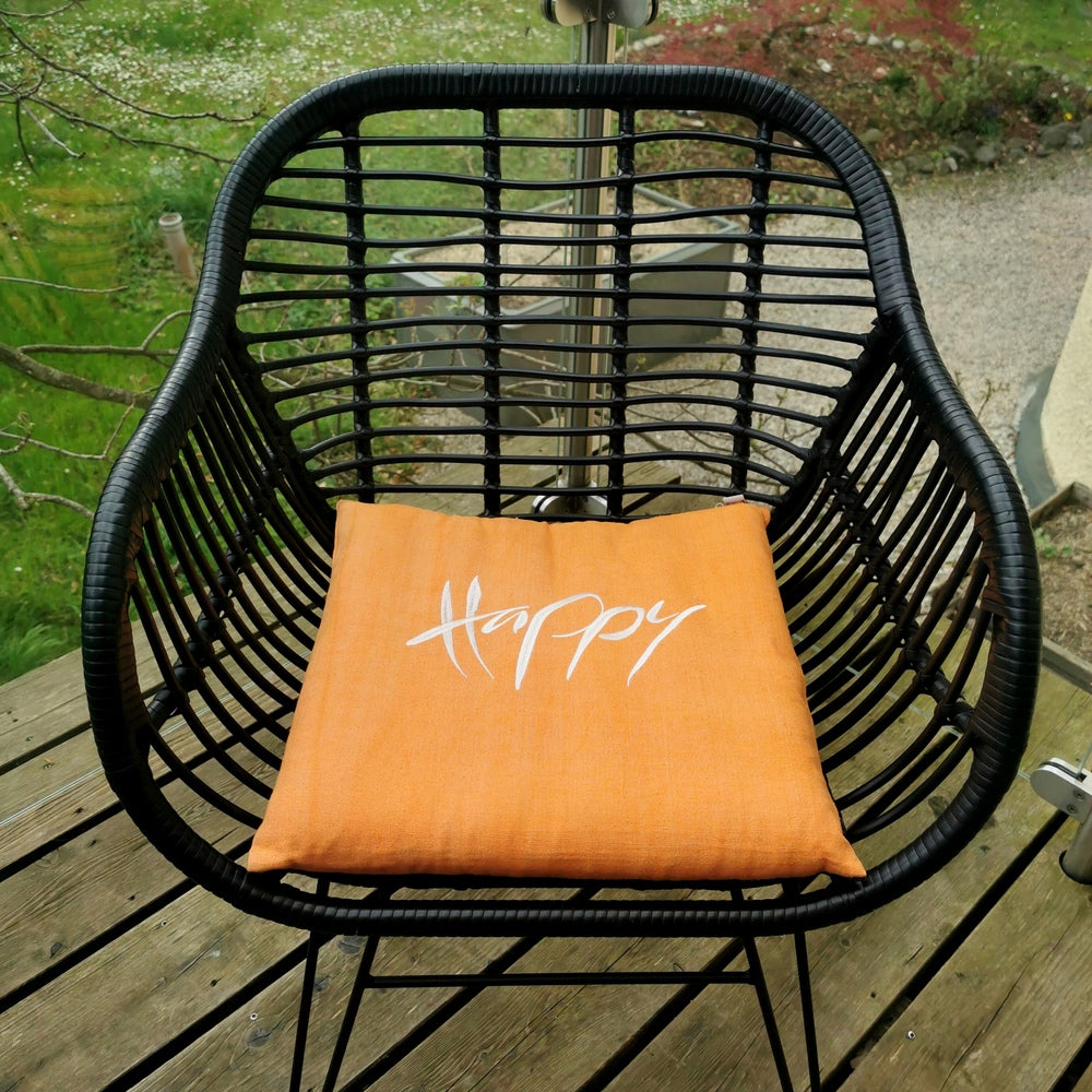 Bauernleinen-Flachkissen "Happy"