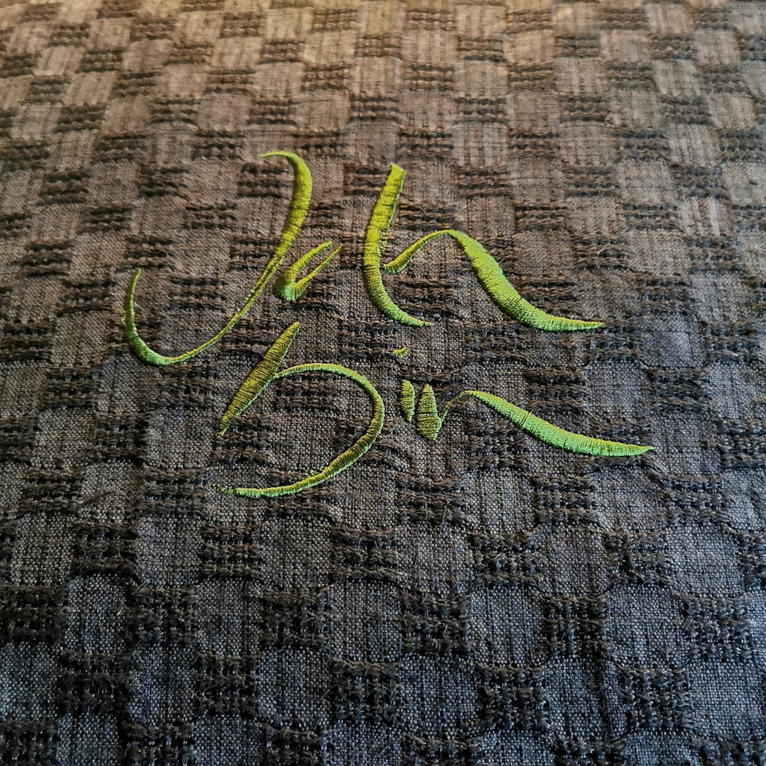 Bauernleinen-Flachkissen "Ich bin"