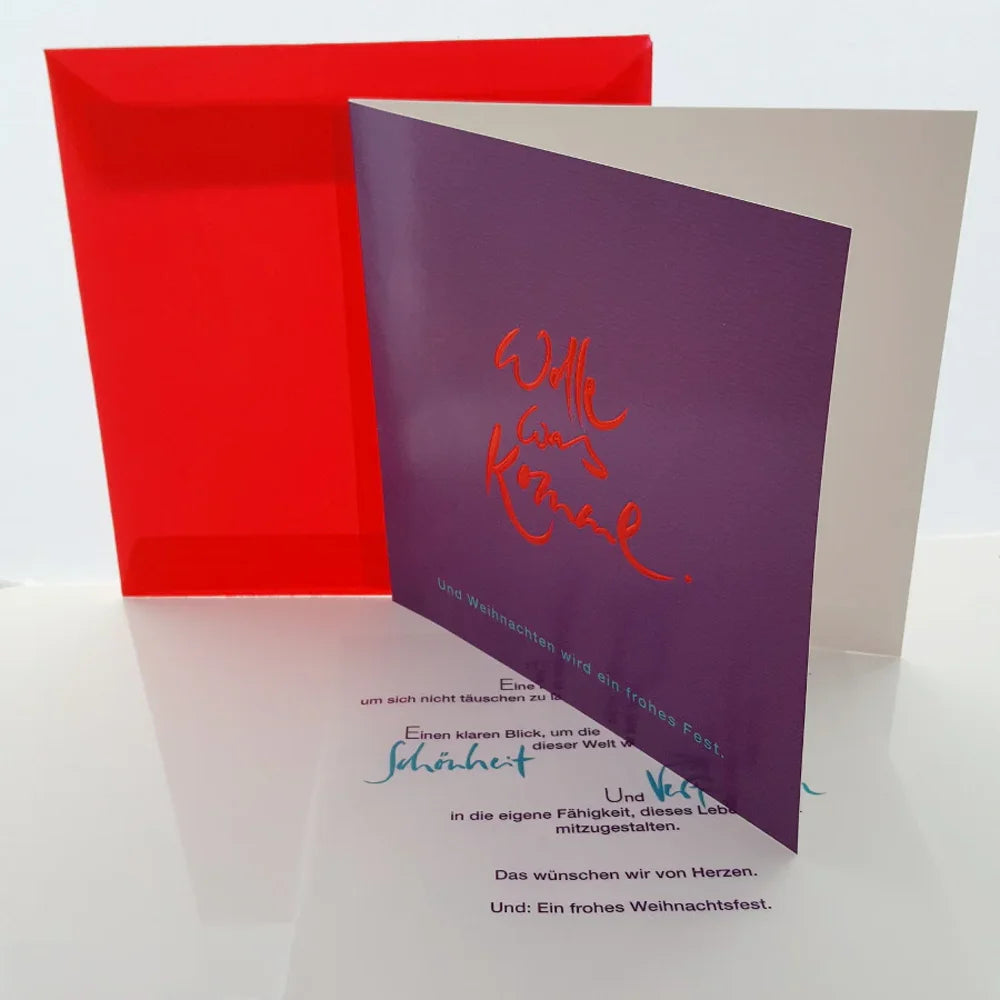 Exklusives Weihnachtskarten Set violett – Wolle was komme kaufen