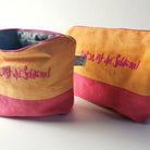 Make-up-Tasche aus antikem, handgefärbtem Bauernleinen