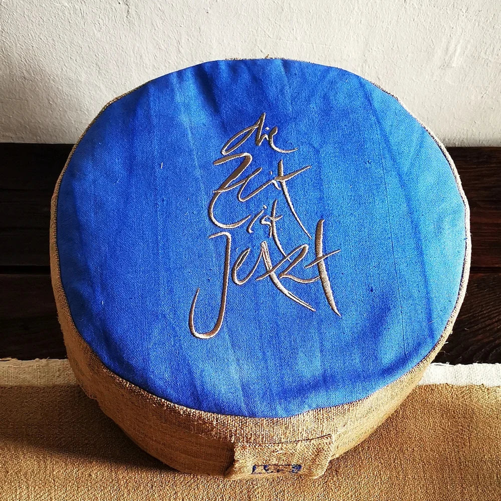 Luxus Dinkel Meditationskissen – handgefärbtes Bauernleinen Sitzkissen