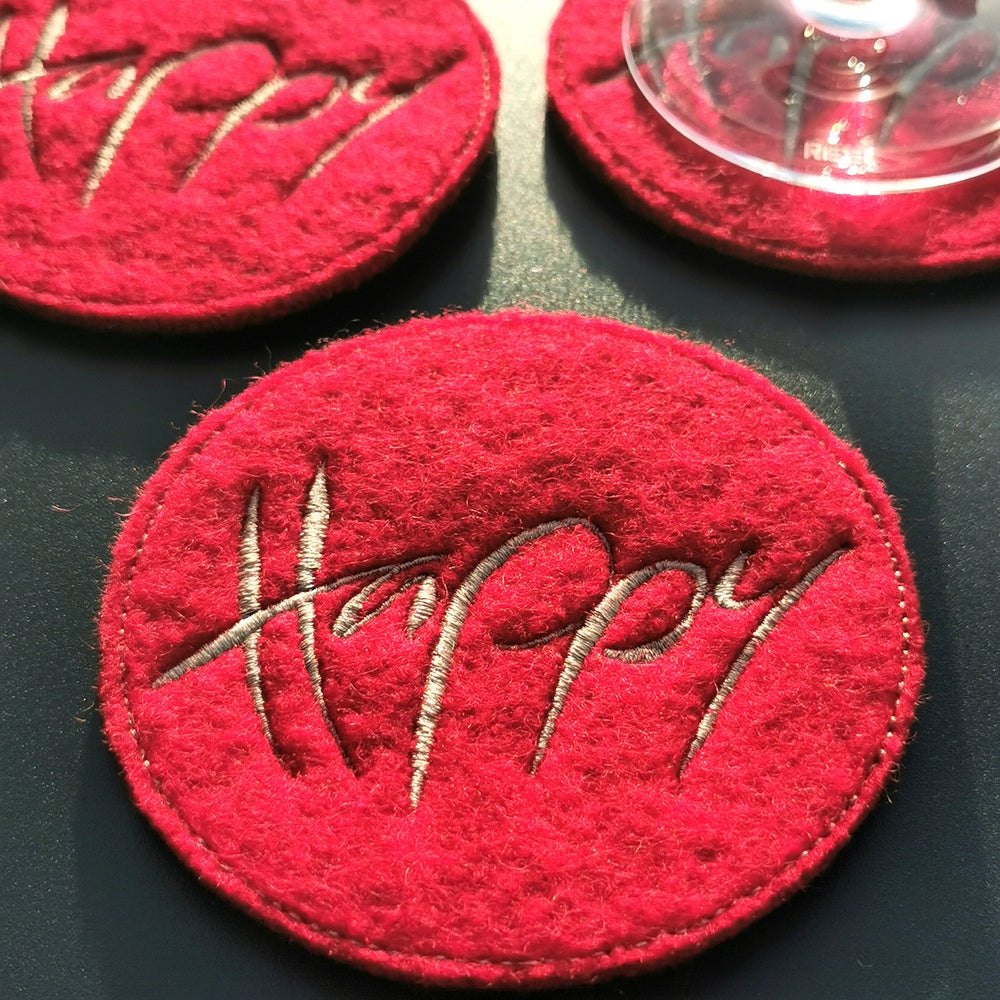 Glasuntersetzer "Happy" Rot