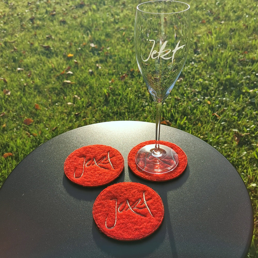 Glasuntersetzer "Jetzt" Rot