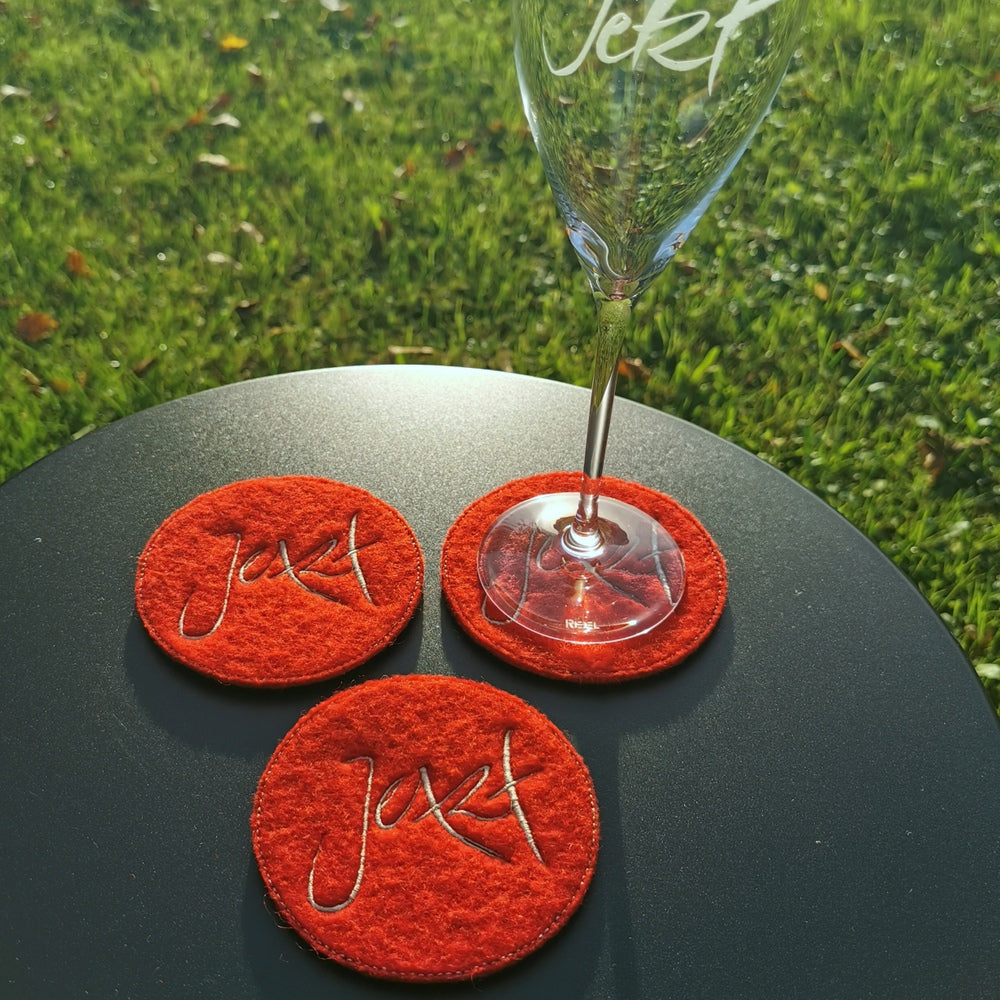 Glasuntersetzer "Jetzt" Rot