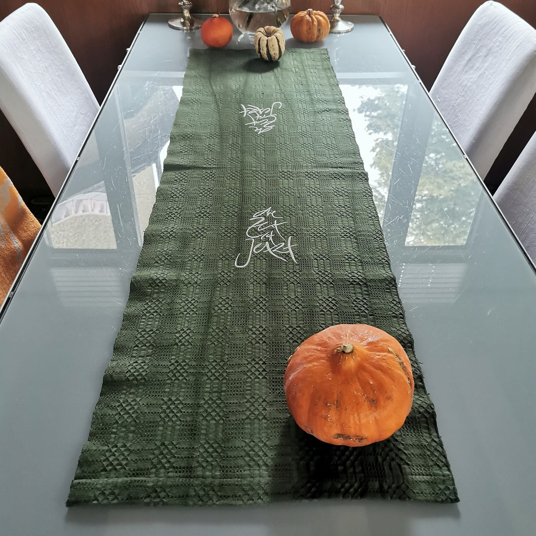 Tischläufer "die Zeit ist Jetzt" Bauernleinen