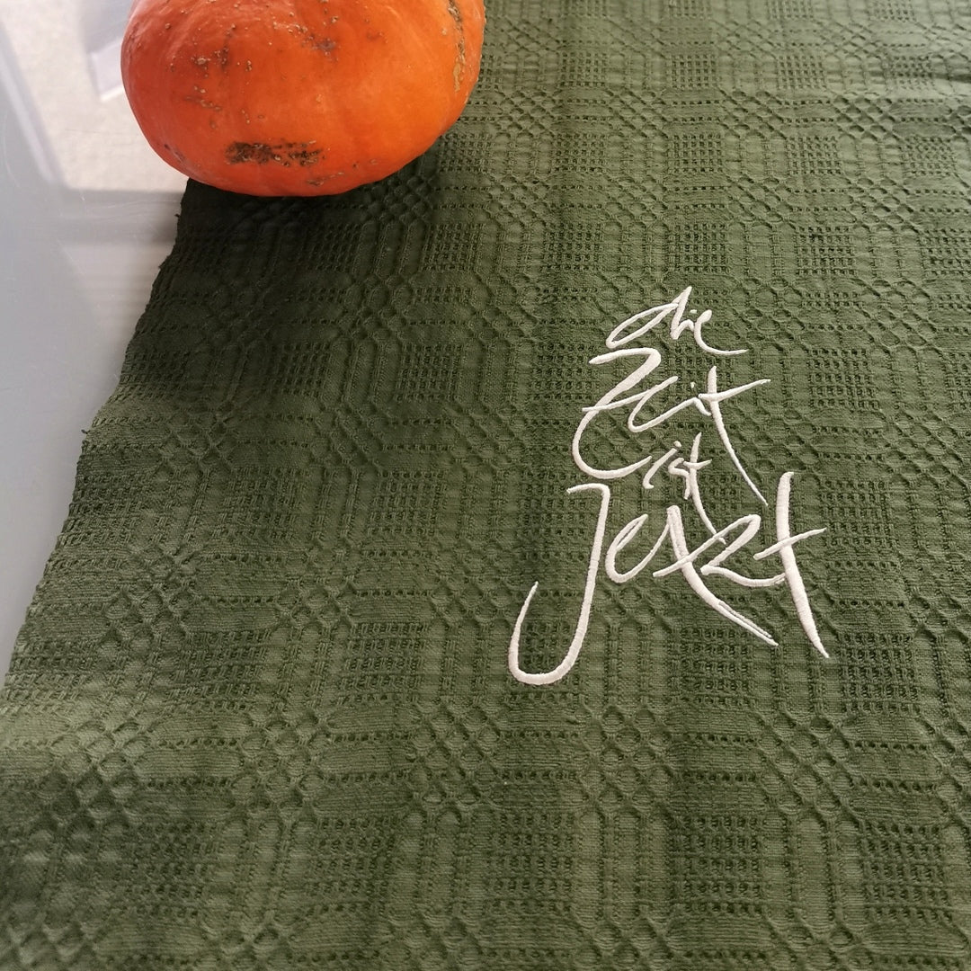 Tischläufer "die Zeit ist Jetzt" Bauernleinen