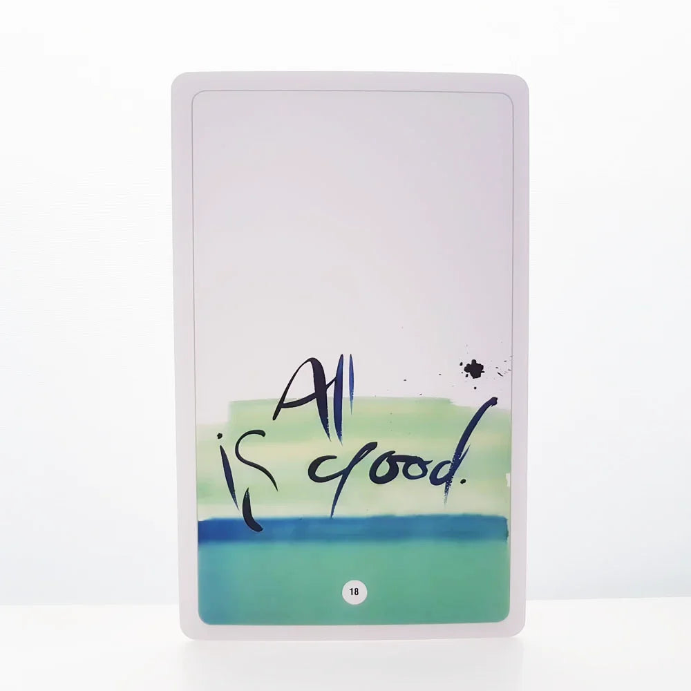 Spirituelles Geschenkset „Fingerzeige“ in Natur/Gestreift, 54 inspirierende SignKarten mit Buch, hochwertige Handarbeit und edler Kartenständer aus Nuss