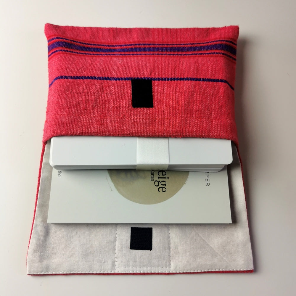 "Fingerzeige" SignKarten-Set "Himbeere/Gestreift" - Bauernleinen