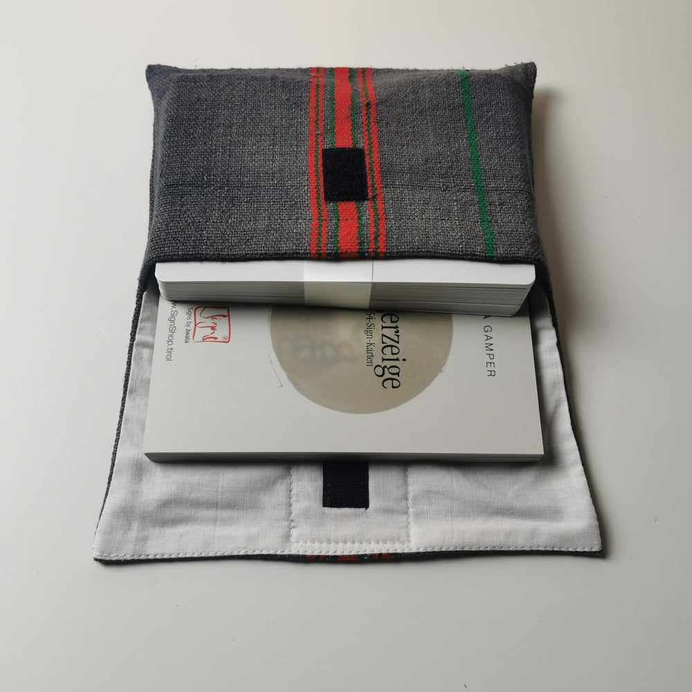 "Fingerzeige" SignKarten-Set "Anthrazit/gestreift" - Bauernleinen