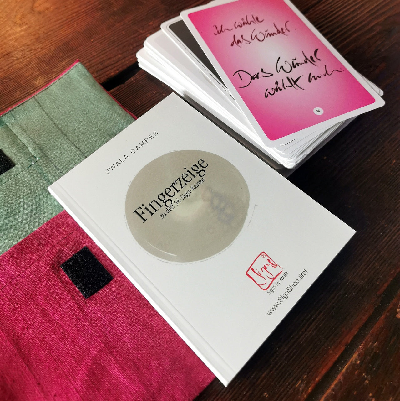 "Fingerzeige" SignKarten-Set "Weinrot/Grün" - Bauernleinen