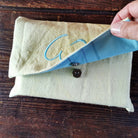 WIR-Karten-Set + WIR-Bauernleinentasche - Hellgelb/Türkis