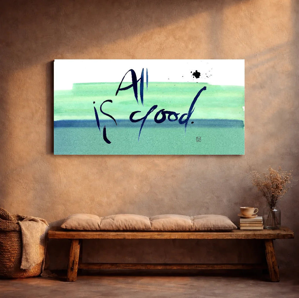 Leinwand All is good – Englisches Wandbild mit spiritueller Bedeutung für Paare | SignShop Tirol